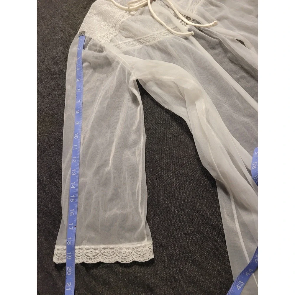 Vintage 60s‎ 70s Peignoir Nightgown Set Bed Coat White Bridal Slip M Gilead